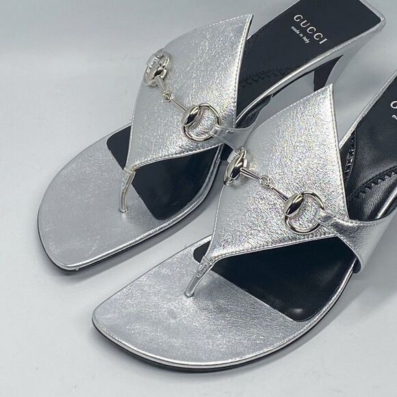 Gucci Horsebit Metallic Leather Thong Sandals size 38 - Picture 8 of 16